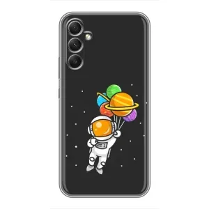 Силиконовый Чехол с принтом "Космонавты" на Samsung Galaxy A34 (Космонавт с шариками)
