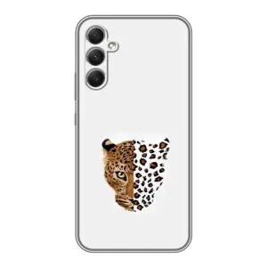 Чехол с леопардовым принтом на Samsung Galaxy A34 (Леопард на белом)