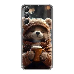 Печатный чехол «Зверята с кофе» для Samsung Galaxy A34 (Медвежонок с кофе)