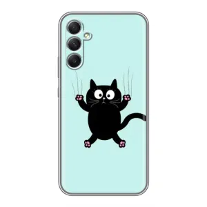 Силиконовый чехол с котиком для Samsung Galaxy A34 (Падающий кот)