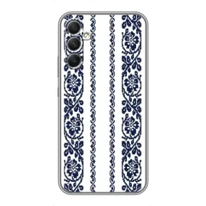 Силиконовый Чехол на Samsung Galaxy A34 с картинкой Вышиванки (Синяя вышиванка)