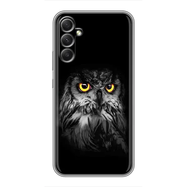 Чехол с рисунком «Сова на чёрном» для Samsung Galaxy A34 Чехол с рисунком «Сова на чёрном» для Samsung Galaxy A34