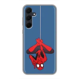 Чехол Супергерой Человека Паука на Samsung Galaxy A35 (5G) (На паутине)
