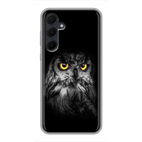 Чехол с рисунком «Сова на чёрном» для Samsung Galaxy A35 (5G) Чехол с рисунком «Сова на чёрном» для Samsung Galaxy A35 (5G)