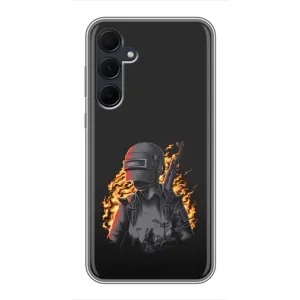 Силиконовый чехол с картинкой "Герой Pubg" на Samsung Galaxy A35 (5G) (В огне)