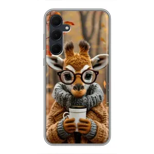 Печатный чехол «Зверята с кофе» для Samsung Galaxy A35 (5G) (Жираф с кофе)
