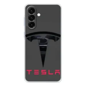 Силиконовый бампер с картинкой машины на Samsung Galaxy A36 5G (Logo TESLA)