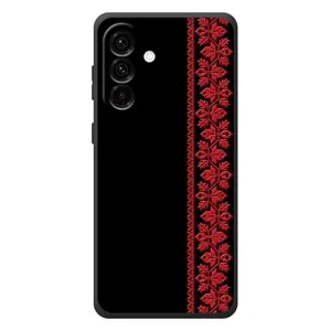 Силиконовый Чехол на Samsung Galaxy A37 (Красная Вышиванка)