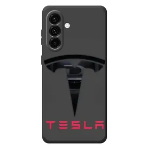 Силиконовый бампер с картинкой машины на Samsung Galaxy A37 (Logo TESLA)