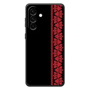 Силиконовый Чехол на Samsung Galaxy A37 с картинкой Вышиванки (Вышиванка на черном)