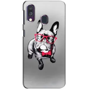 Чехол (ТПУ) Милые собачки для Samsung Galaxy A40 2019 (A405F) (Бульдог в очках)