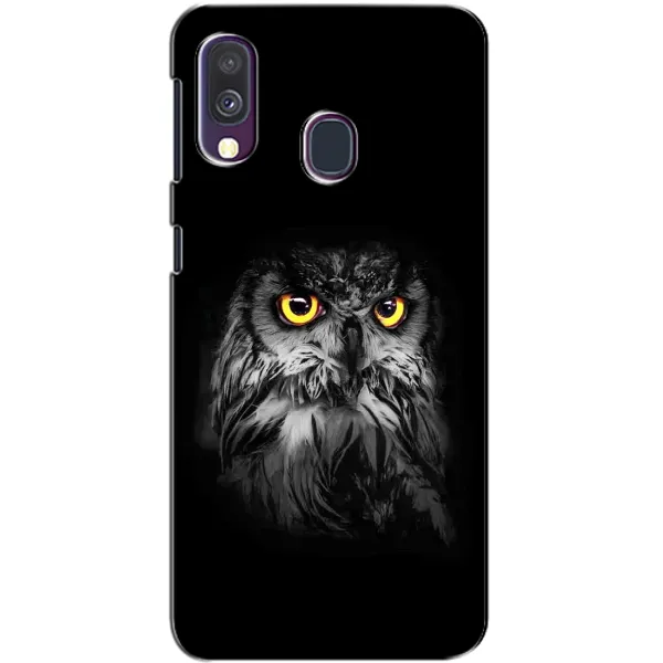 Чехол с рисунком «Сова на чёрном» для Samsung Galaxy A40 2019 (A405F)