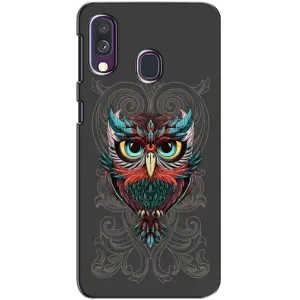 Чохли з принтом СОВИ для Samsung Galaxy A40 2019 (A405F) (Сова на сірому)