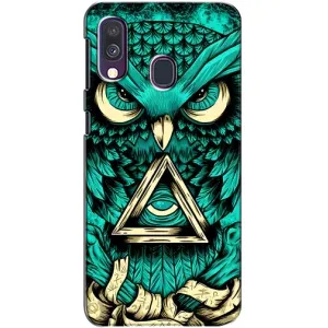 Чохли з принтом СОВИ для Samsung Galaxy A40 2019 (A405F) (Зелена сова)