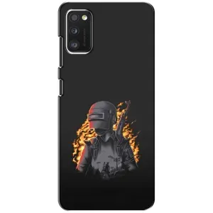 Силиконовый чехол с картинкой "Герой Pubg" на Samsung Galaxy A41 (A415) (В огне)