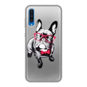 Чехол (ТПУ) Милые собачки для Samsung Galaxy A50 2019 (A505F) (Бульдог в очках)