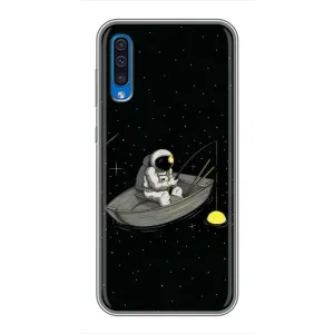 Силіконовый Чохол з принтом "Космонавти" на Samsung Galaxy A50 2019 (A505F) (Космонавт на рибалці)