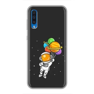 Силіконовый Чохол з принтом "Космонавти" на Samsung Galaxy A50 2019 (A505F) (Космонавт з кульками)