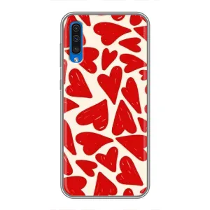 Чохли з тематикою "Маленькі Сердчеки" на Samsung Galaxy A50 2019 (A505F) (Червоні сердечки)