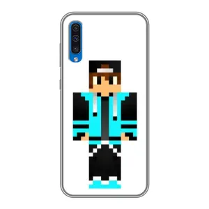 Чехлы для Samsung Galaxy A50 2019 (A505F) (Персонажи Майн Крафт) (Мальчик в голубом)