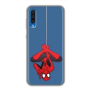 Чехол Супергерой Человека Паука на Samsung Galaxy A50 2019 (A505F) (На паутине)