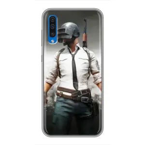 Силиконовый чехол с картинкой "Герой Pubg" на Samsung Galaxy A50 2019 (A505F) (Пабг)