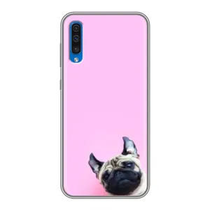 Бампер для Samsung Galaxy A50 2019 (A505F) с картинкой "Песики" (Собака на розовом)