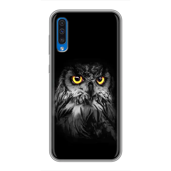 Чехол с рисунком «Сова на чёрном» для Samsung Galaxy A50 2019 (A505F)