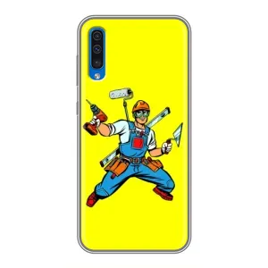 Силиконовый бампер (Работники) на Samsung Galaxy A50 2019 (A505F) (Строитель)