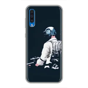 Силиконовый чехол с картинкой "Герой Pubg" на Samsung Galaxy A50 2019 (A505F) (В экиперовке)