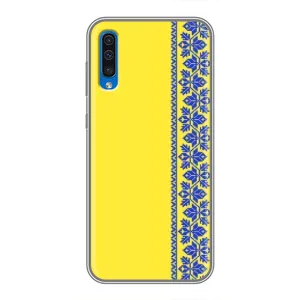 Силиконовый Чехол на Samsung Galaxy A50 2019 (A505F) (Вышиванка на желтом)