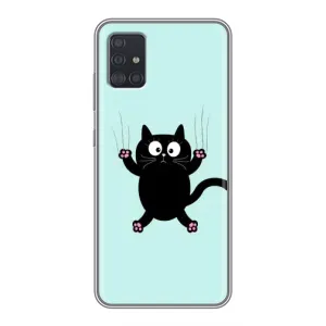 Силиконовый чехол с котиком для Samsung Galaxy A51 5G (A516) (Падающий кот)