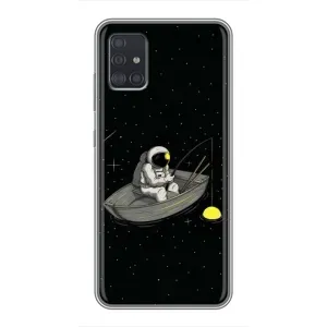 Силіконовый Чохол з принтом "Космонавти" на Samsung Galaxy A51 (A515) (Космонавт на рибалці)