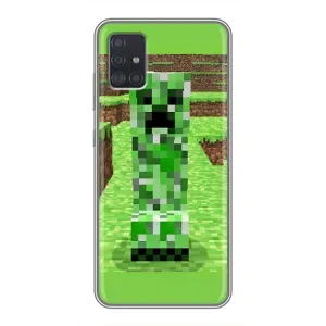 Чехлы для Samsung Galaxy A51 (A515) (Персонажи Майн Крафт) (Крипер 2)