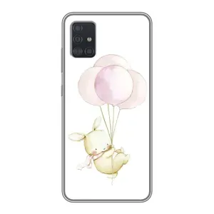 Силиконовый бампер с картинкой животных для Samsung Galaxy A51 (A515) (Кролик и шарики)