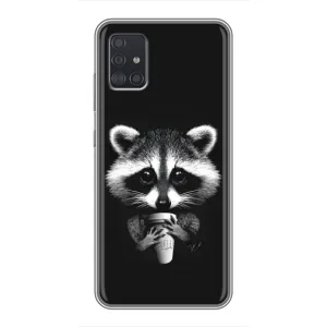 Силиконовый Чехол с Енотами на Samsung Galaxy A51 (A515) (С кофем)