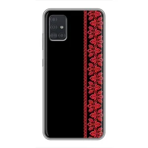 Силиконовый Чехол на Samsung Galaxy A51 (A515) с картинкой Вышиванки (Вышиванка на черном)