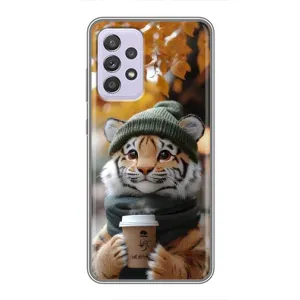 Печатный чехол «Зверята с кофе» для Samsung Galaxy A52 5G (A526) (Тигр с кофе)