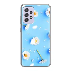 Чехол с Цветами для Samsung Galaxy A52 (ромашки на голубом)