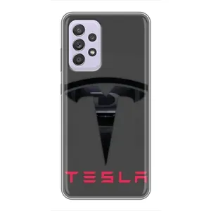 Силиконовый бампер с картинкой машины на Samsung Galaxy A52 (Logo TESLA)