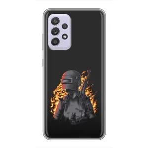 Силиконовый чехол с картинкой "Герой Pubg" на Samsung Galaxy A52 (В огне)