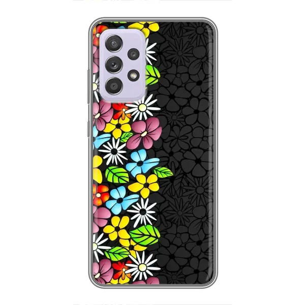 Чехол с рисунком «Яркие цветы на черном» для Samsung Galaxy A52 Чехол с рисунком «Яркие цветы на черном» для Samsung Galaxy A52