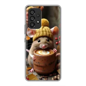 Печатный чехол «Зверята с кофе» для Samsung Galaxy A53 (5G) (Мышка с кофе)