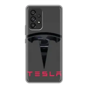 Силіконовий бампер з картинкою машини на Samsung Galaxy A53 (5G) (Logo TESLA)