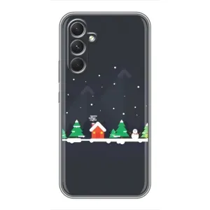 Силиконовый бампер на рождество для Samsung Galaxy A54 (Город зимний)