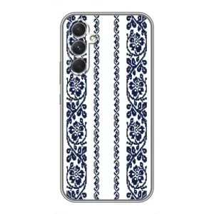 Силиконовый Чехол на Samsung Galaxy A54 с картинкой Вышиванки (Синяя вышиванка)