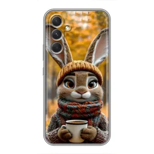 Печатный чехол «Зверята с кофе» для Samsung Galaxy A54 (Зайчик с кофе)