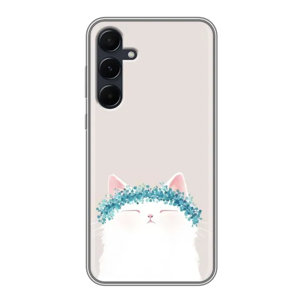 Чехол с рисунком «Белый котик» для Samsung Galaxy A55