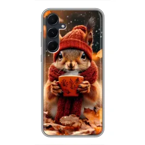 Друкований чохол 'Звірята з кавою' для Samsung Galaxy A55 (Білка з кавою)