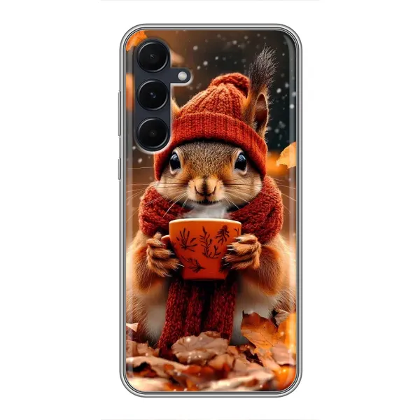 Чехол с рисунком «Белка с кофе» для Samsung Galaxy A55 Чехол с рисунком «Белка с кофе» для Samsung Galaxy A55